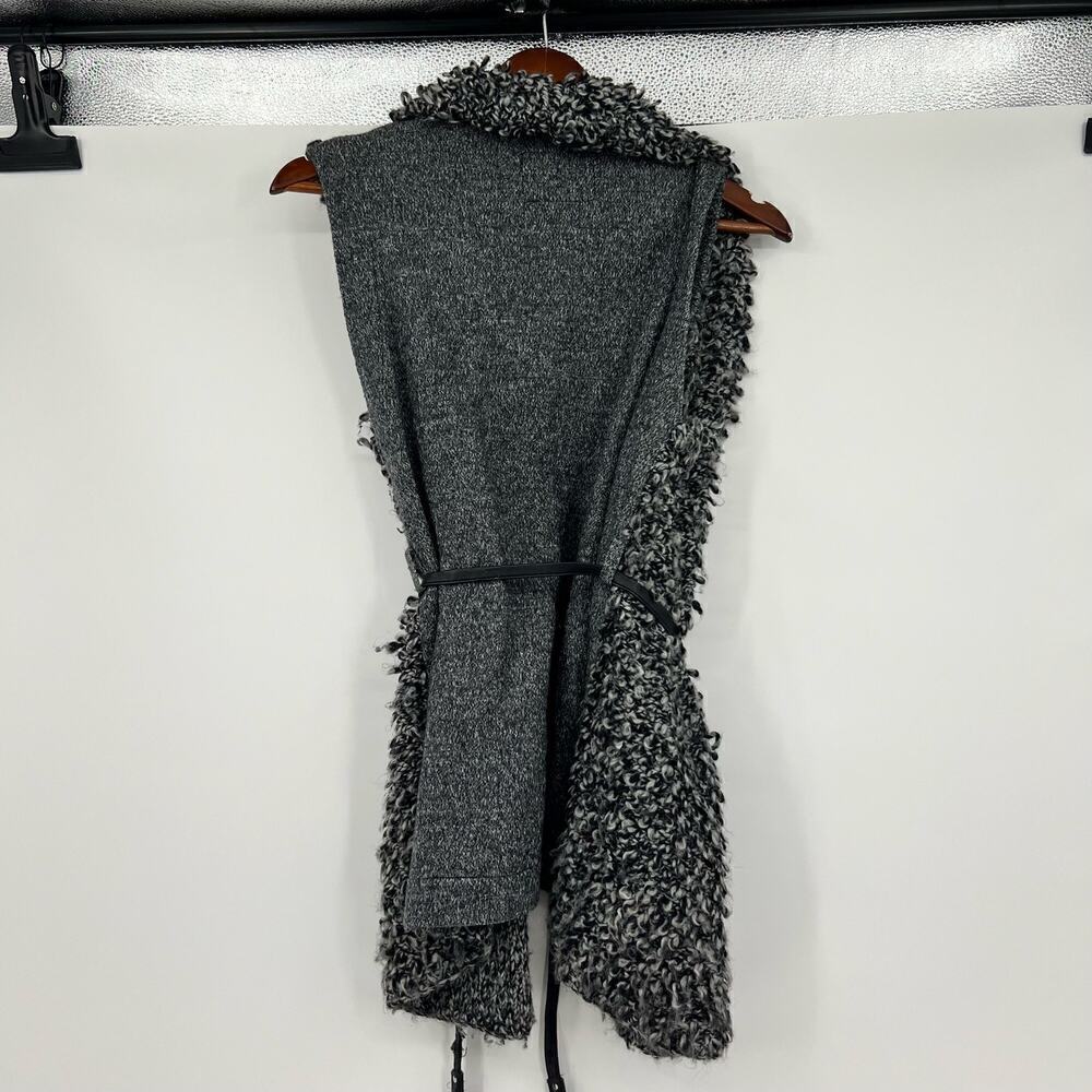 Abercrombie & Fitch gray soft fuzzy sweater cardigan vest tie waist size small - Picture 3 of 7